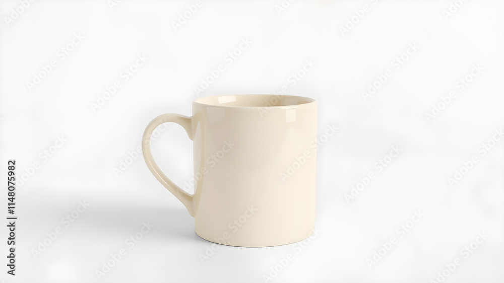 Beige coffee mug on white background. Generative AI Beige coffee mug on white background. Generative AI