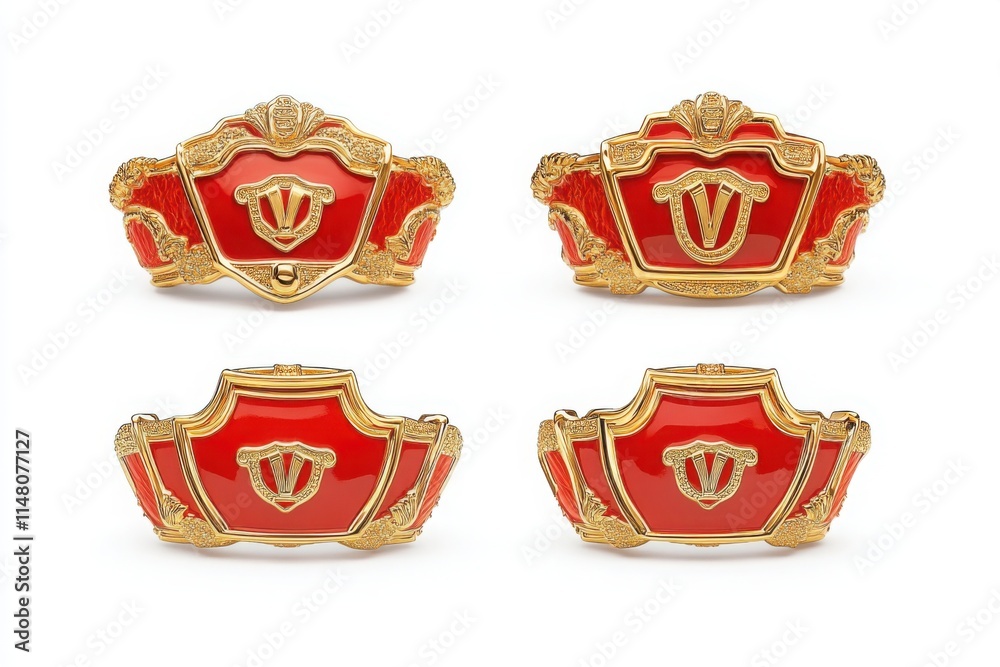 Golden and red VIP emblems with intricate designs, arranged on a white background, ideal for luxury and exclusivity-themed designs.
Golden and red VIP emblems with intricate designs, arranged on a white background, ideal for luxury and exclusivity-themed designs.