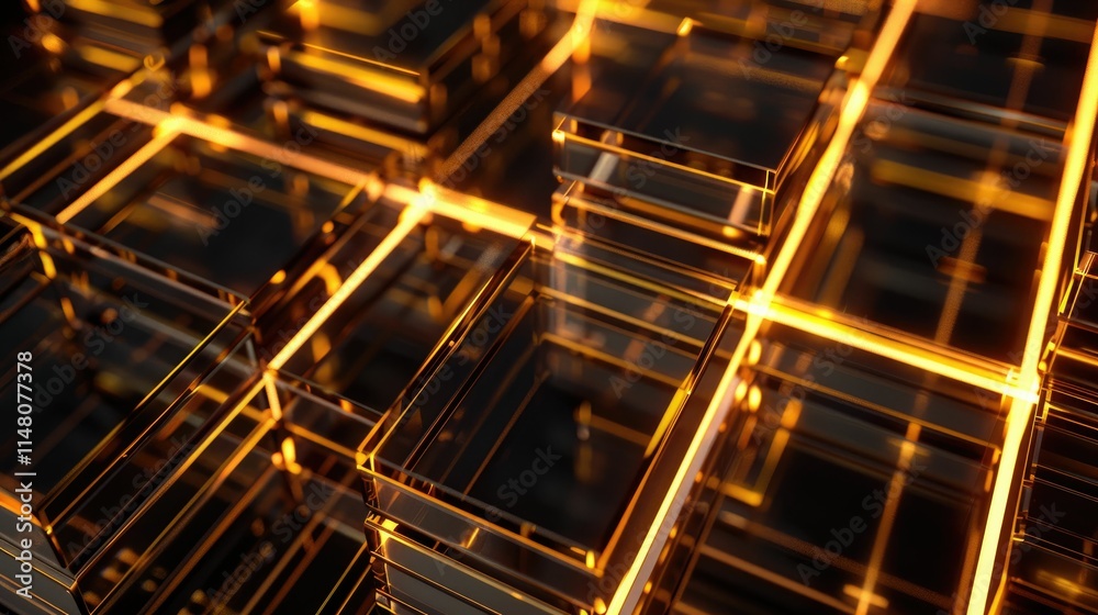 Finance background with glowing lines and stacked golden bars Finance background with glowing lines and stacked golden bars