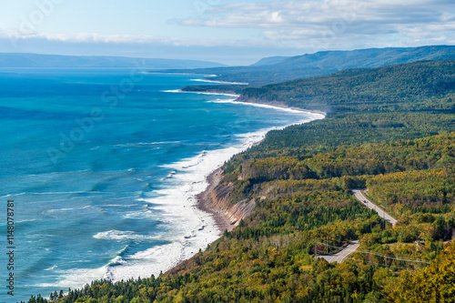 Photography A view along the coastline on the Cabot Trail at Cape Smokey, Nova Scotia, Canad