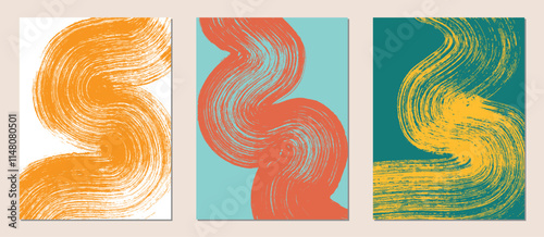 Set of abstract backgrounds. Color ink brush strokes, patterns, posters, cover.