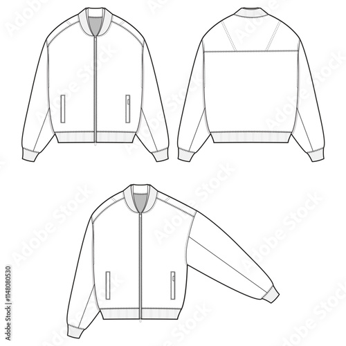 Bomber jacket mockup template clothing vector design