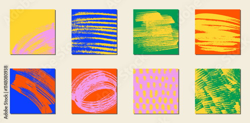 Set of abstract backgrounds. Color ink brush strokes, patterns, posters, cover.