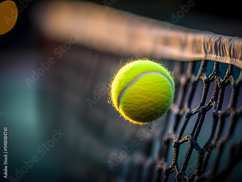 pelota de tenis en el momento de tocar la red