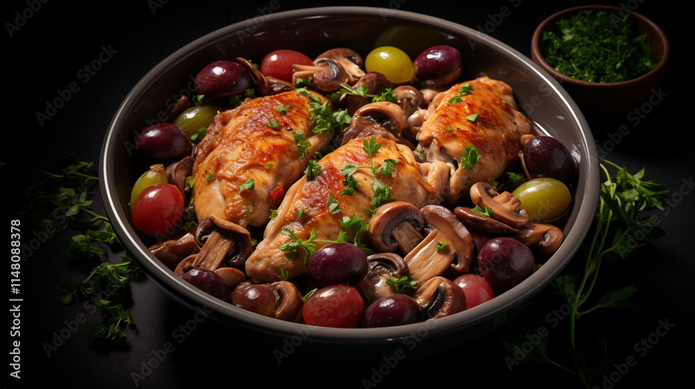 Coq au Vin Isolated on Transparent Background - Classic French Cuisine with Braised Chicken in Red Wine for Culinary Photography and Food Design Coq au Vin Isolated on Transparent Background - Classic French Cuisine with Braised Chicken in Red Wine for Culinary Photography and Food Design