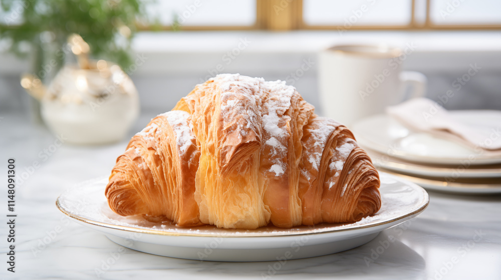Croissant Isolated on Transparent Background - Classic French Pastry for Food Photography, Bakery Mockups, and Culinary Design