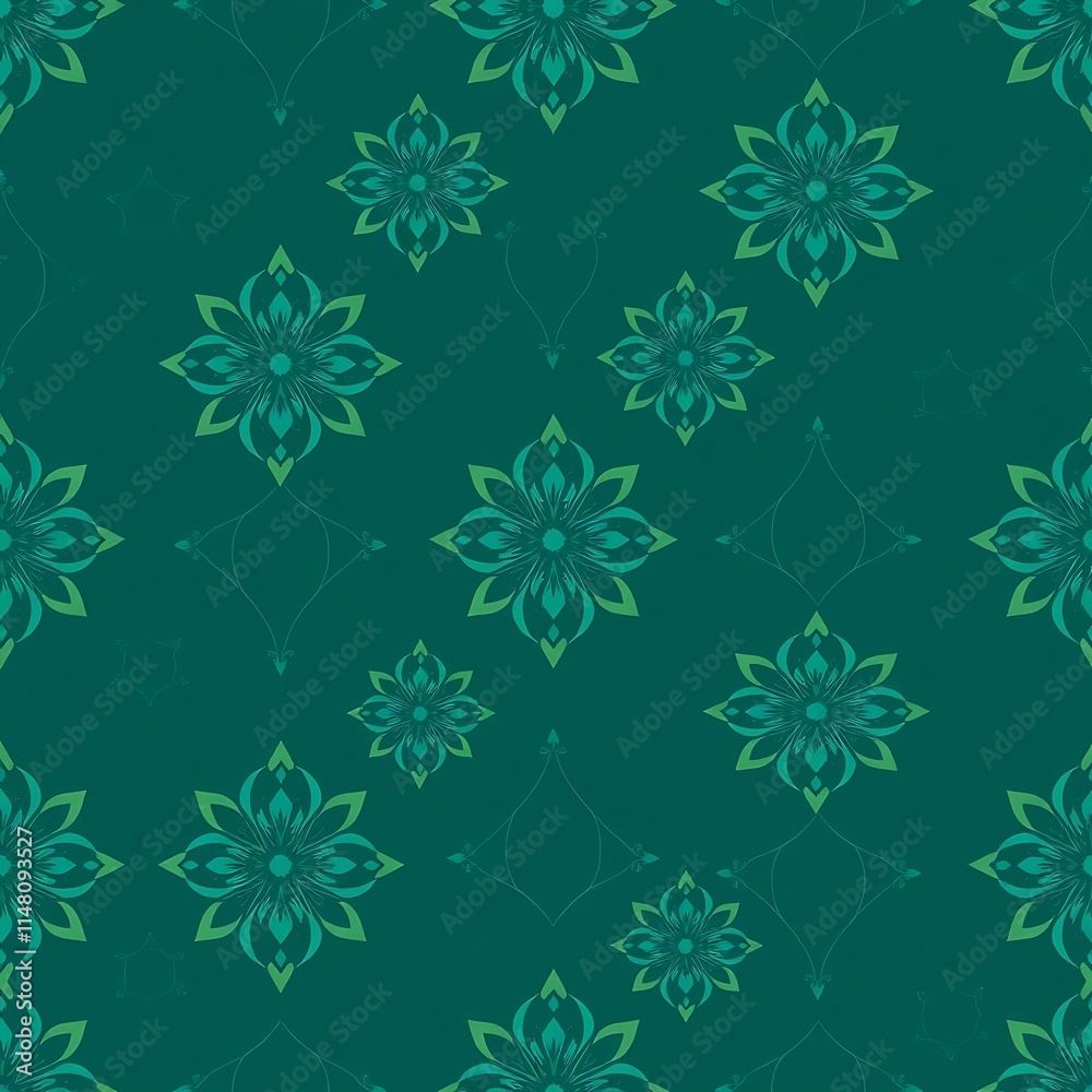 Teal Floral Damask Seamless Pattern Teal Floral Damask Seamless Pattern
