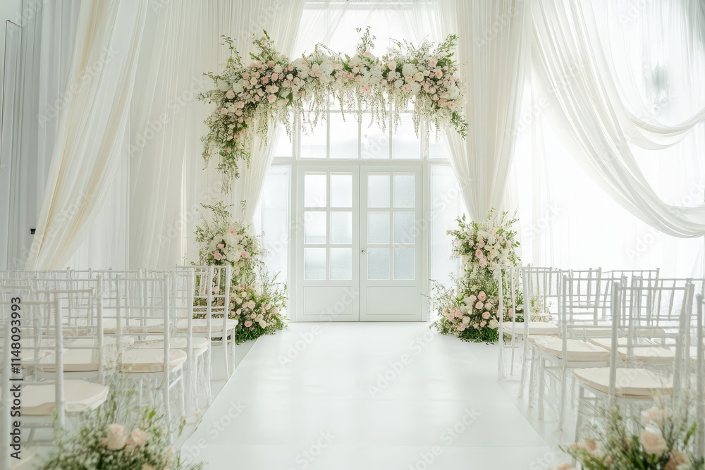 Wedding backdrop aesthetic indoor window natural light minimalist floral plant decoration background Wedding backdrop aesthetic indoor window natural light minimalist floral plant decoration background