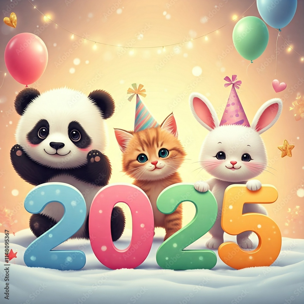Fototapeta premium cute new year 2025