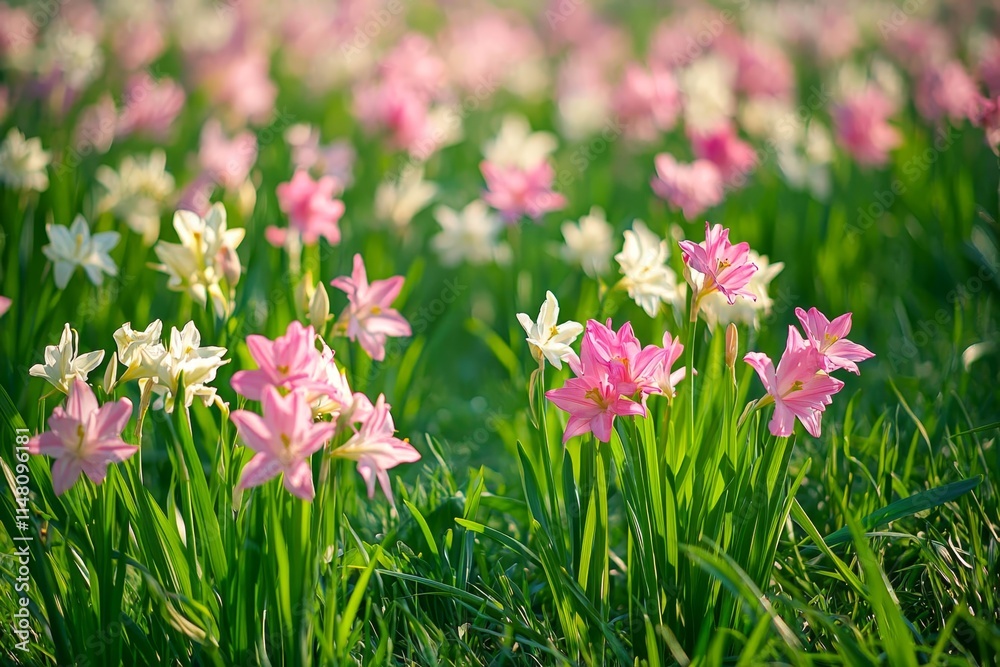 Beautiful spring garden. The green lawn emphasizes the blooming flowers in the garden. Beautiful spring garden. The green lawn emphasizes the blooming flowers in the garden.