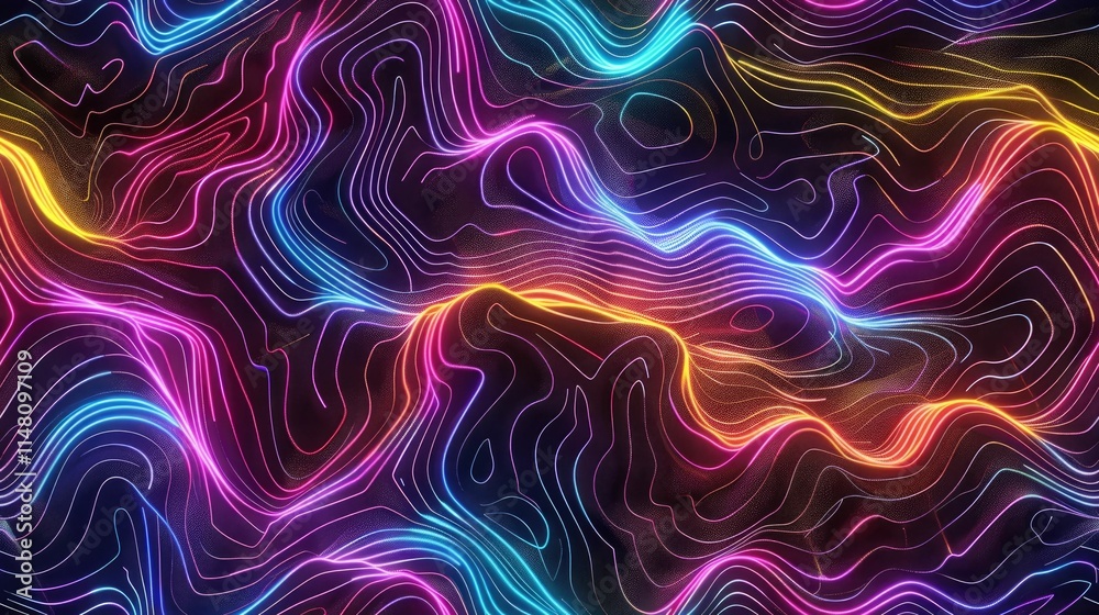 Futuristic digital wave pattern with neon highlights Futuristic digital wave pattern with neon highlights