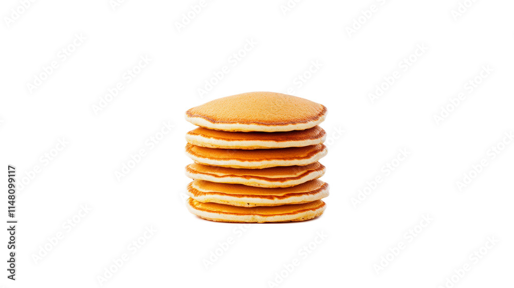 Stacked Fluffy Pancakes on a White Background for Breakfast Ideas Stacked Fluffy Pancakes on a White Background for Breakfast Ideas