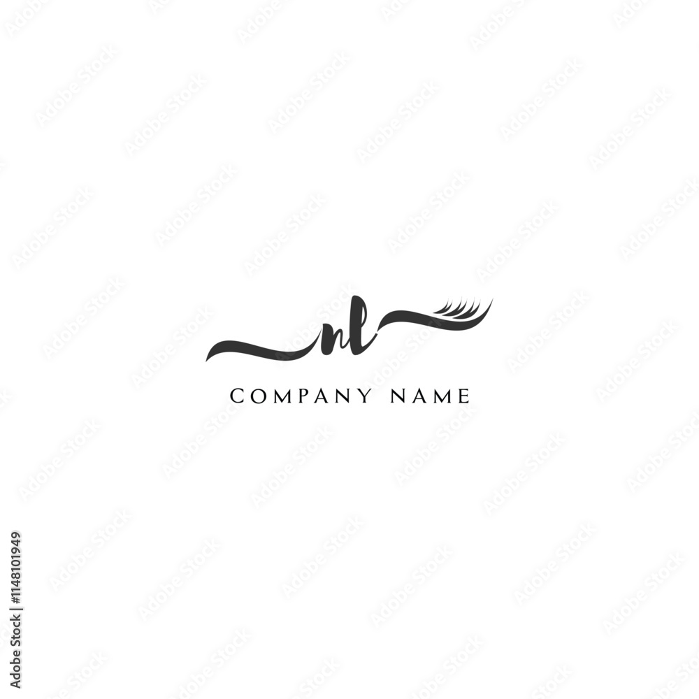 Minimalist NL Logo Design with Abstract Feather Element Minimalist NL Logo Design with Abstract Feather Element