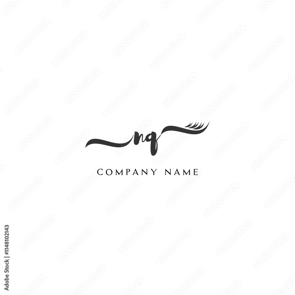 Minimalist NQ Logo Design with Abstract Feather Element