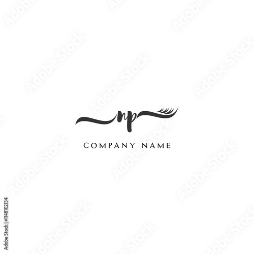 Minimalist NP Logo Design with Abstract Feather Element