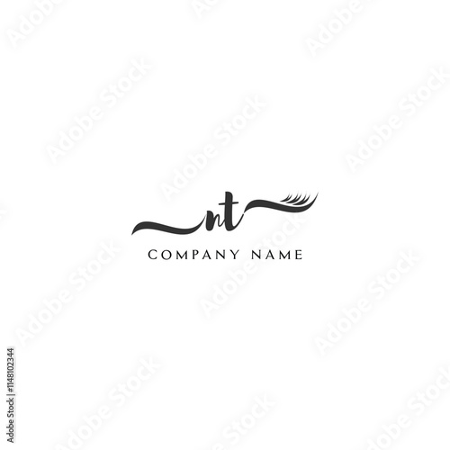 Minimalist NT Logo Design with Abstract Feather Element