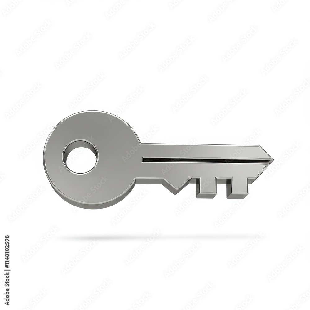 Key 3D Icon isolated on white background Key 3D Icon isolated on white background