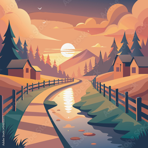 Sunset country road