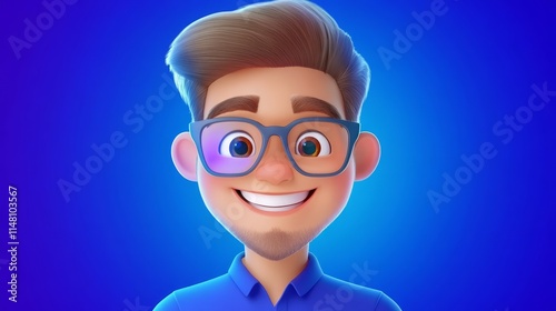 Happy D Cartoon Man Smiling Avatar Glasses Profile Picture