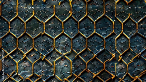 Geometric metal grid with hexagonal patterns