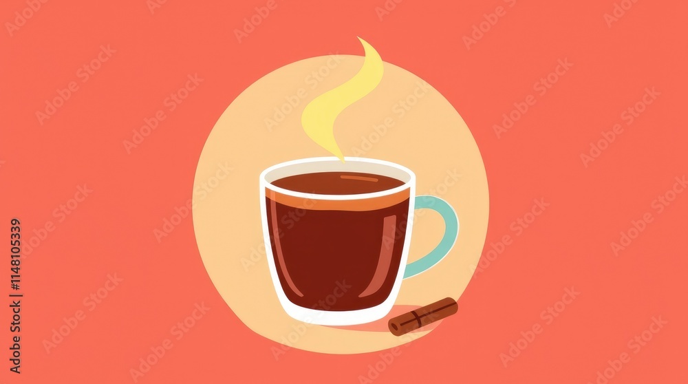 Obraz premium A steaming cup of rich dark hot chocolate sits invitingly on a warm orange backdrop, hinting at cozy moments and delightful flavors of winter