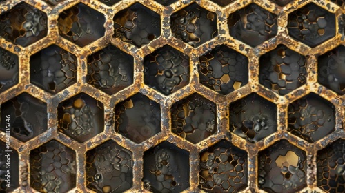 Geometric metal grid with hexagonal patterns