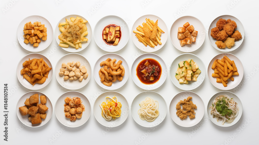 Plates Filled with Fried Foods Isolated on Transparent Background - Crispy and Golden Snacks for Food Photography and Culinary Design Plates Filled with Fried Foods Isolated on Transparent Background - Crispy and Golden Snacks for Food Photography and Culinary Design
