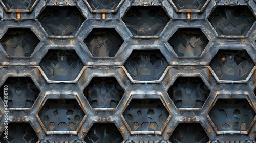 Geometric metal grid with hexagonal patterns