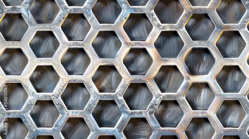 Geometric metal grid with hexagonal patterns