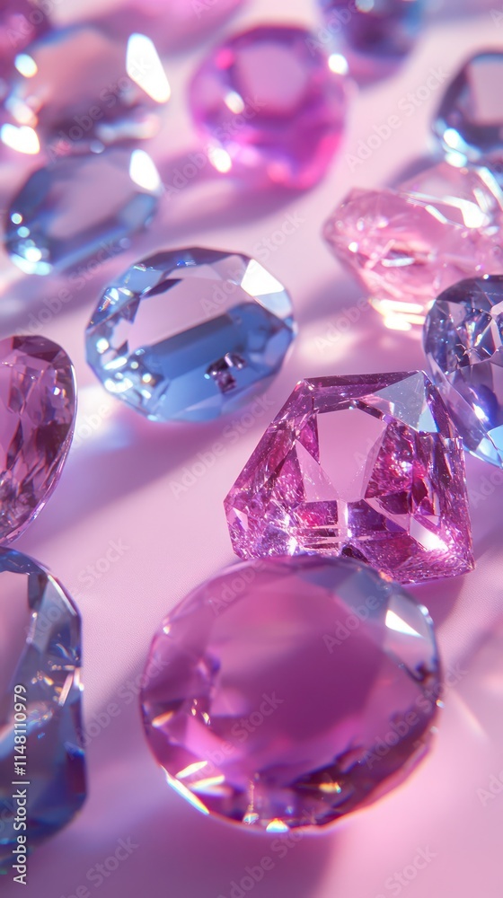 Colorful gemstones on pink background. Colorful gemstones on pink background.