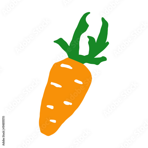 Carrot. Geometry minimalistic organic vegetable. Doodle style icon. Vector cartoon flat isolated illustration