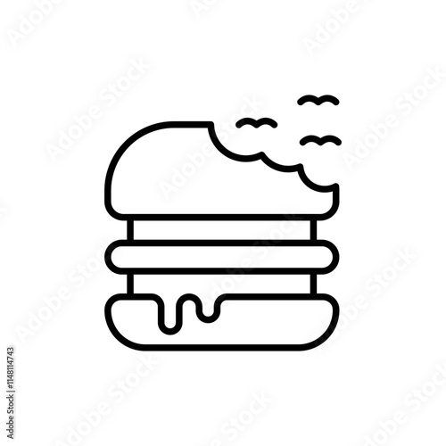 Rotten burger outline icons, minimalist vector illustration ,simple transparent graphic element .Isolated on white background