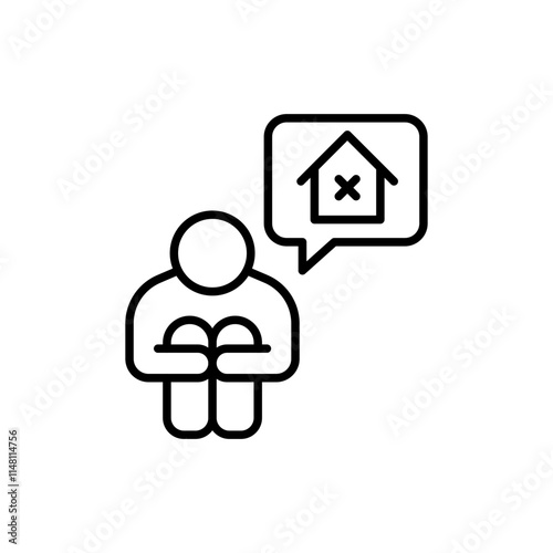 Homeless outline icons, minimalist vector illustration ,simple transparent graphic element .Isolated on white background