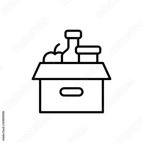 Food donation outline icons, minimalist vector illustration ,simple transparent graphic element .Isolated on white background