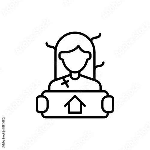 Homeless outline icons, minimalist vector illustration ,simple transparent graphic element .Isolated on white background