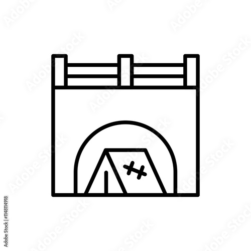 Homeless shelter outline icons, minimalist vector illustration ,simple transparent graphic element .Isolated on white background