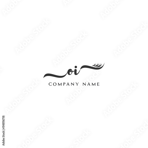 Minimalist OI Logo Design with Abstract Feather Element