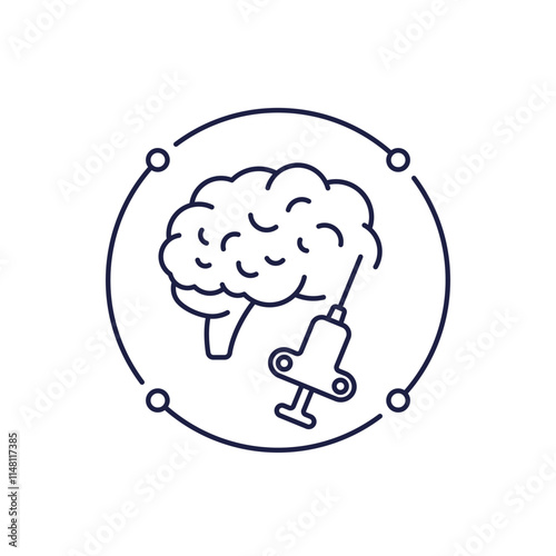Brain biopsy line icon on white
