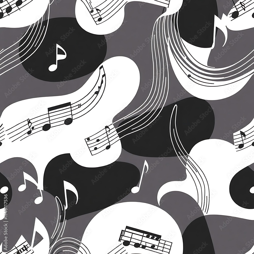Naklejka premium Abstract Music Seamless Pattern 