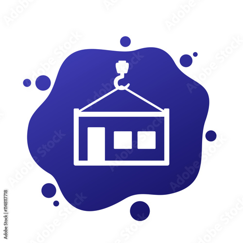 modular house icon, prefabricated building vector