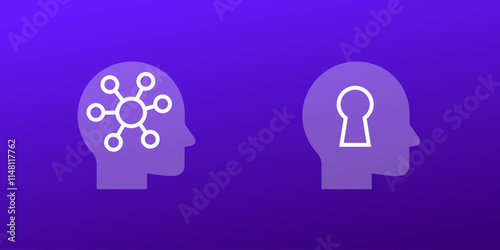 Psychology icons with head, vector