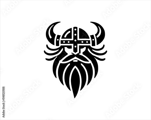 Viking Logo Design Vector Template. Nordic Viking logo. Viking face warrior modern simple logo. Viking Head Vector Illustration. Silhouette Nordic warrior symbol.