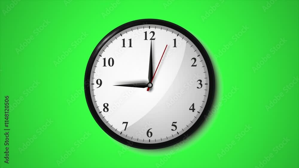 Wall Clock with First 30 seconds of 9 o'clock