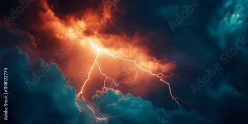 Electric lightning strikes illuminate the sky during a powerful electrical thunderstorm, showcasing the raw power and beauty of lightning in this dramatic weather event.