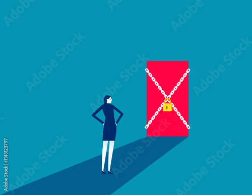 Business accessibility and closed. Business locking vector flat style