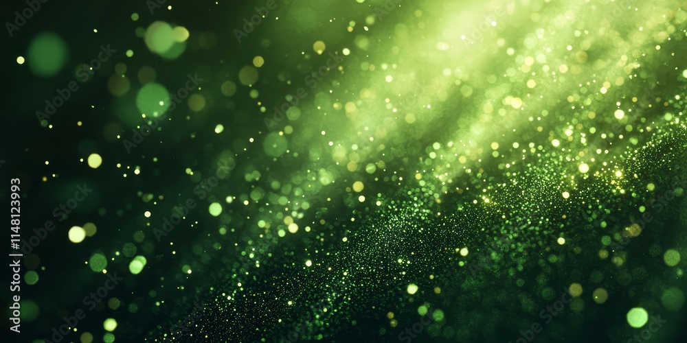 Glittering green elements stand out beautifully against a dark background, creating a striking visual effect with shimmering green tones that captivate the eye and evoke a sense of wonder. Glittering green elements stand out beautifully against a dark background, creating a striking visual effect with shimmering green tones that captivate the eye and evoke a sense of wonder.