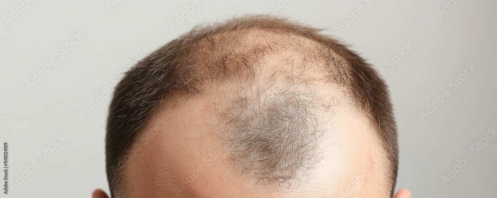 Obraz premium The concept of hair loss for a young man suffering from serious hair loss