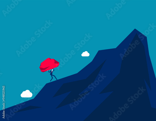 Business conquering adversity. Business physical pressure vector flat style
