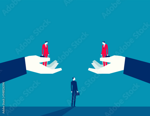 Business contemplation and choice. Business vector flat style
