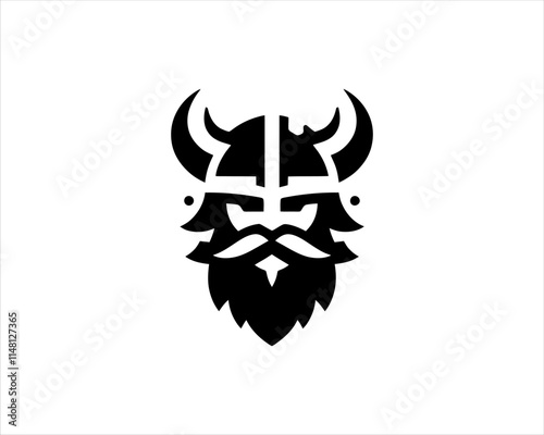 Viking Logo Design Vector Template. Nordic Viking logo. Viking face warrior modern simple logo. Viking Head Vector Illustration. Silhouette Nordic warrior symbol.